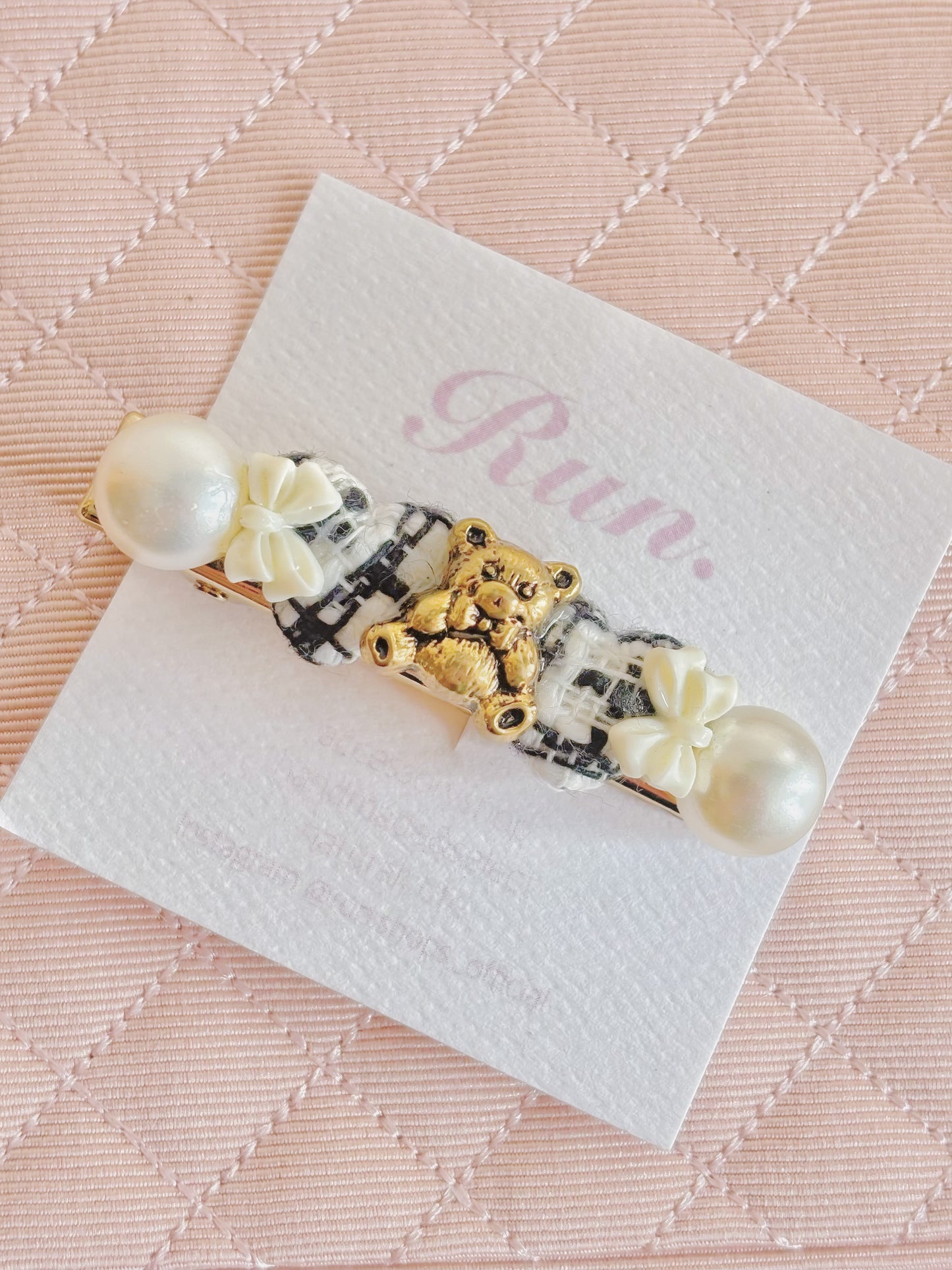 日本手工—千金風黑白小熊髮夾