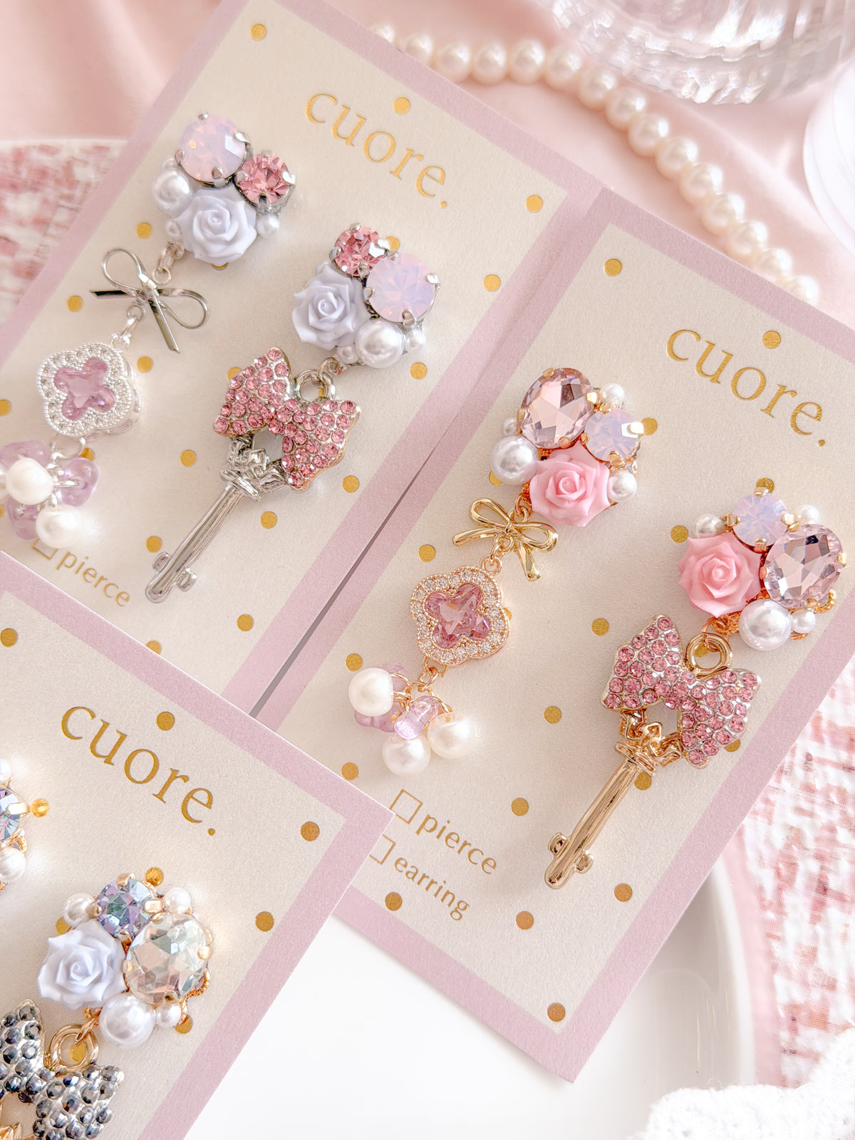 CUORE｜星光公主．玫瑰幸運鑰匙耳環