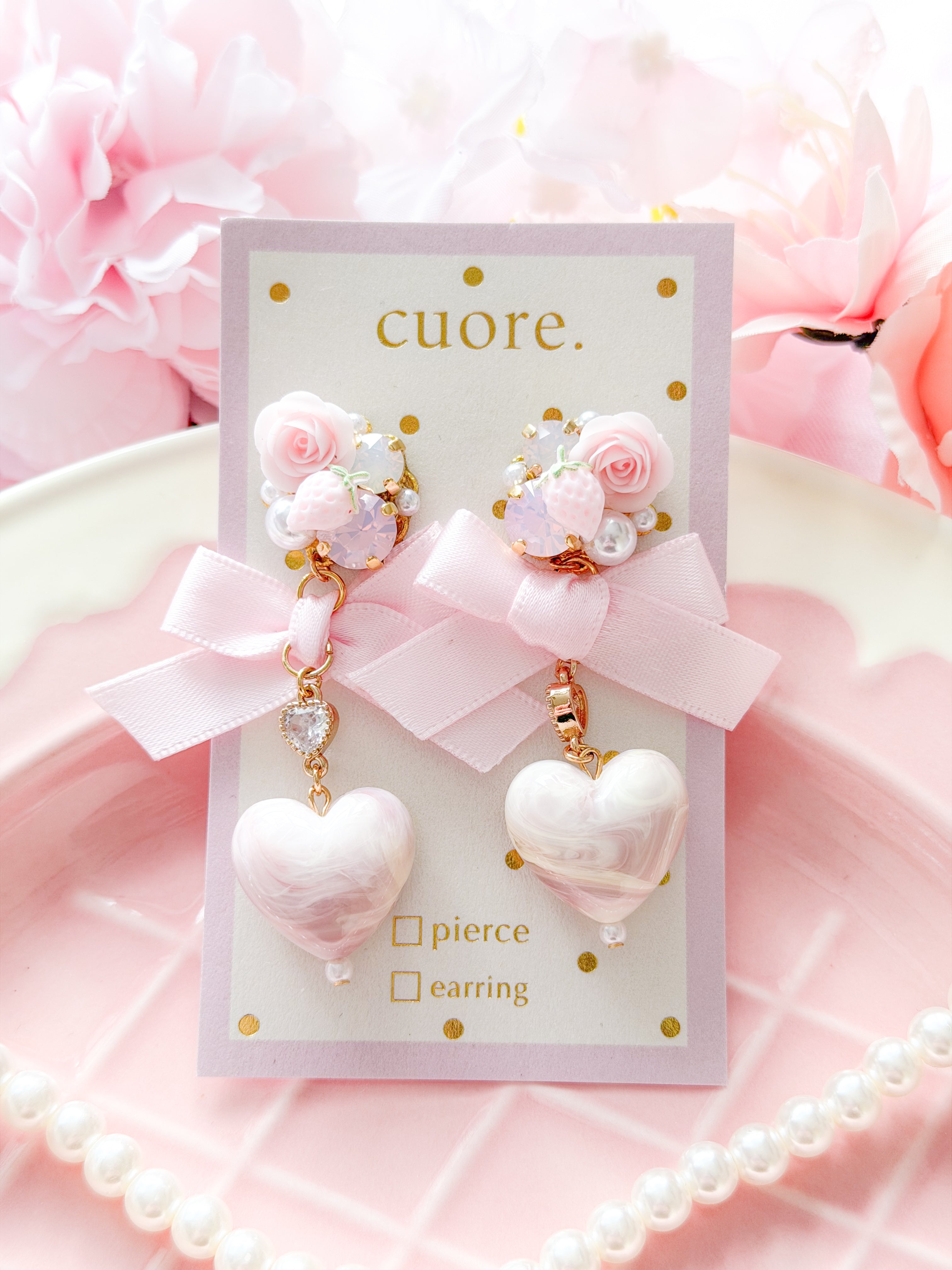 Cuore 獨家｜ 手工暈染蝴蝶結耳環￼