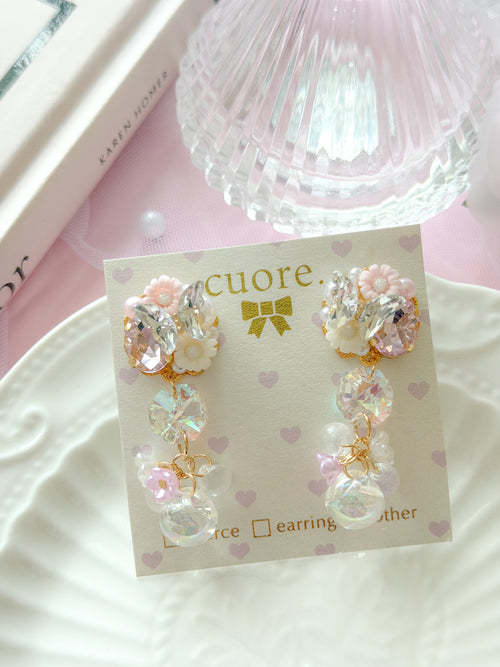 Cuore 獨家| 簡約蝴蝶結水晶耳環