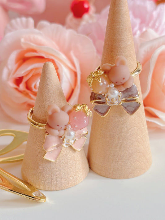 日本手工—小熊蝴蝶結戒指