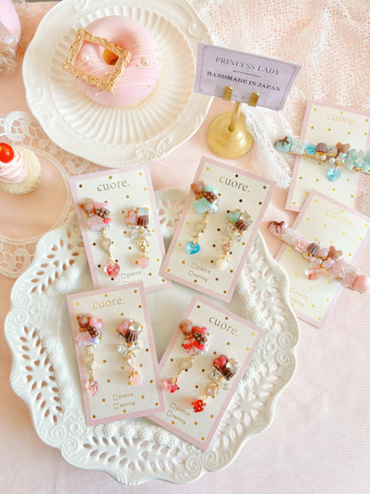 日本手工-CUORE 小熊甜心朱古力造型耳環