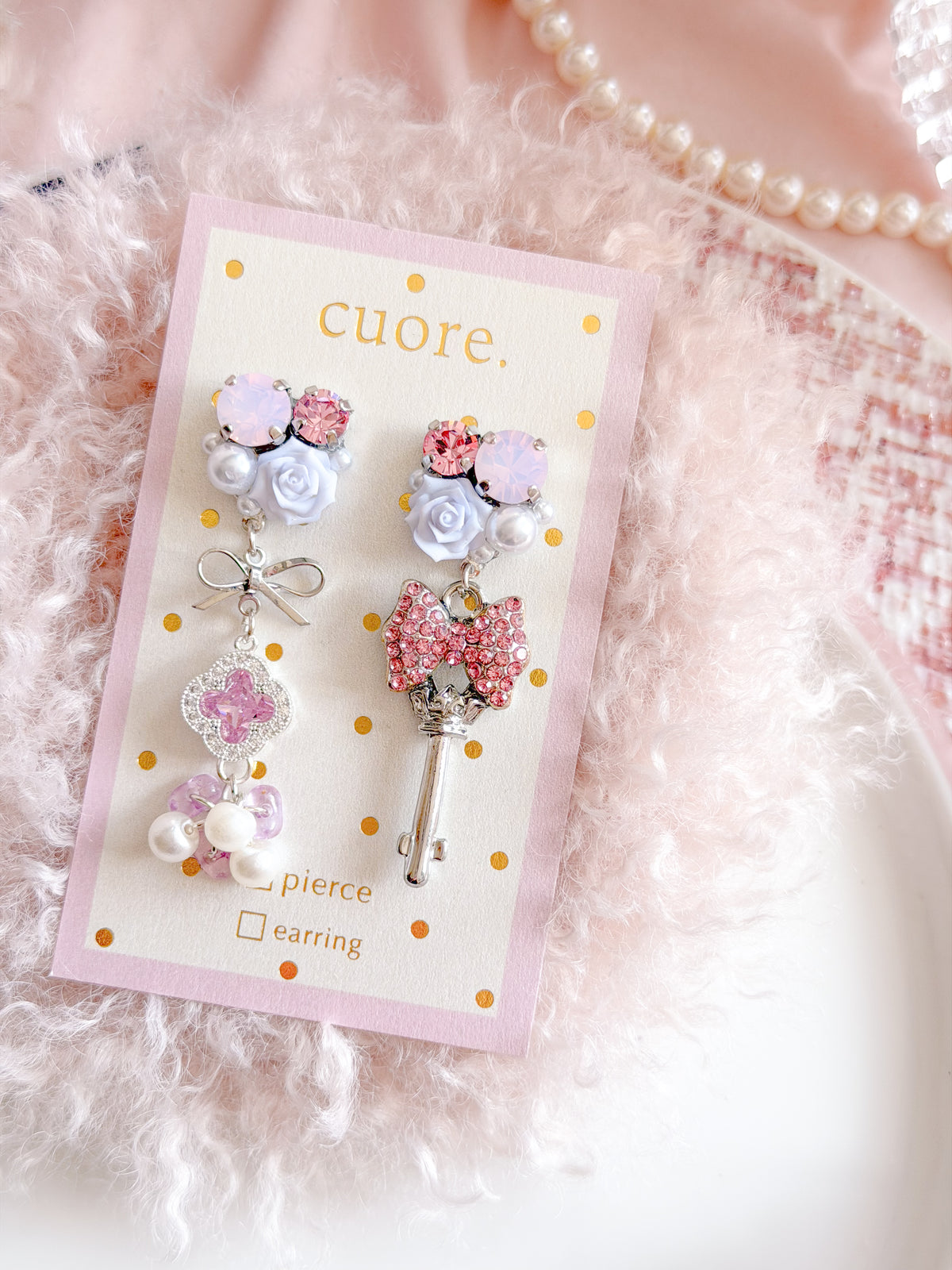 CUORE｜星光公主．玫瑰幸運鑰匙耳環