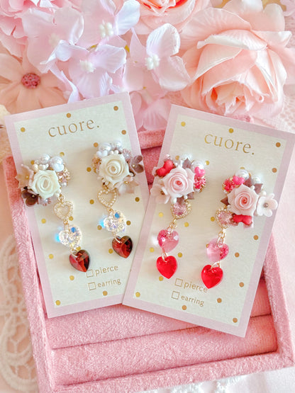 日本手工—Cuore地區限定樹脂玫瑰花耳環