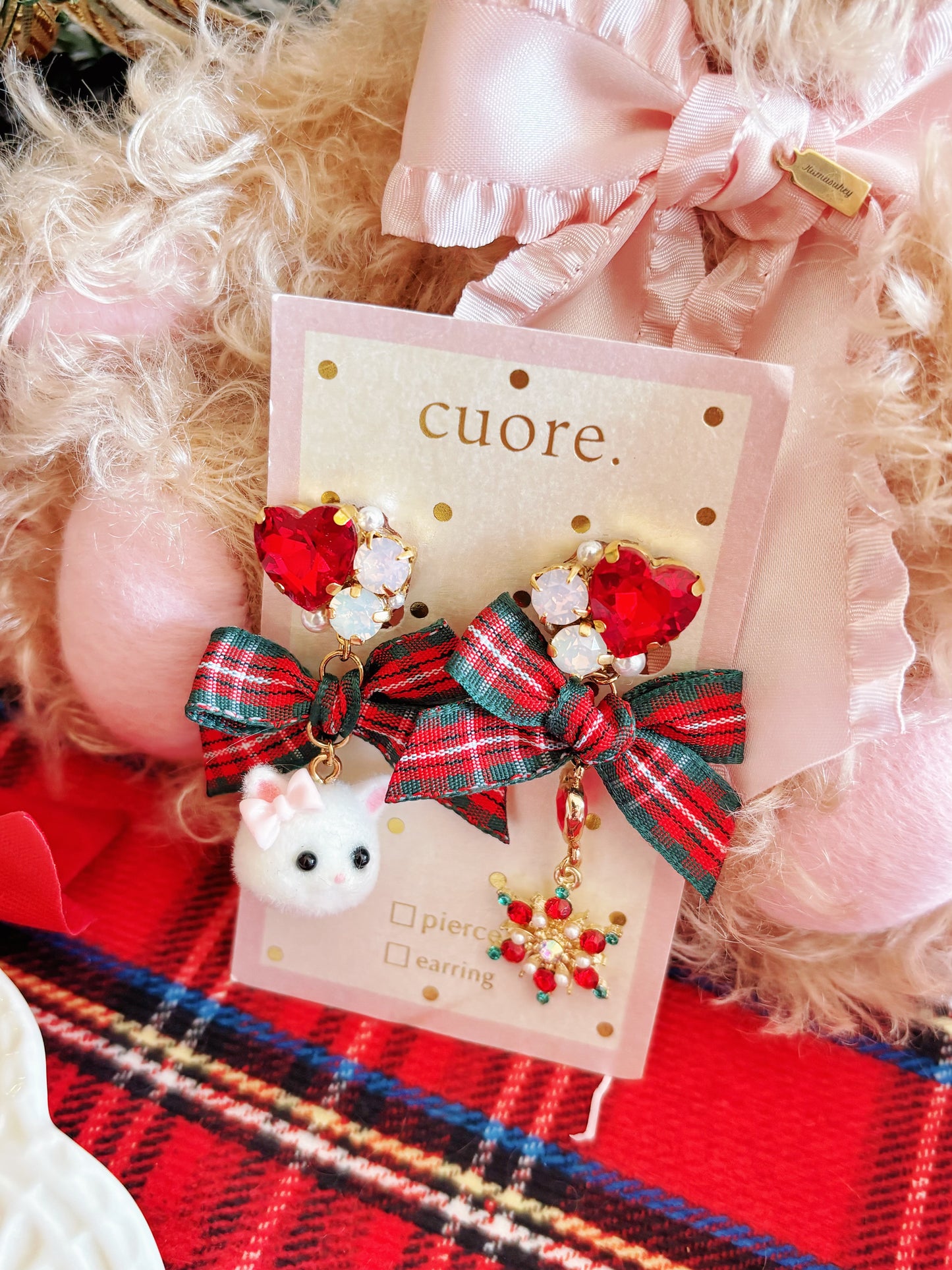 日本手工—聖誕小貓咪耳夾￼