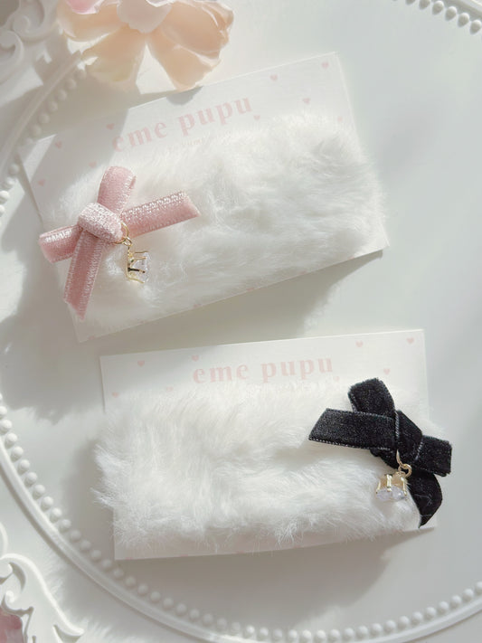 日本手工—毛毛可愛水鑽髮夾