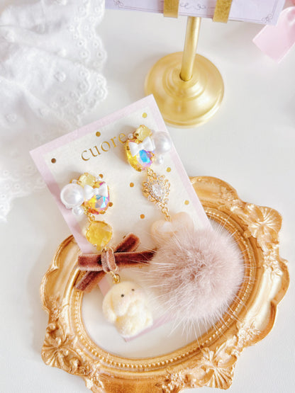 香港地區限定-旺財小狗毛茸耳環