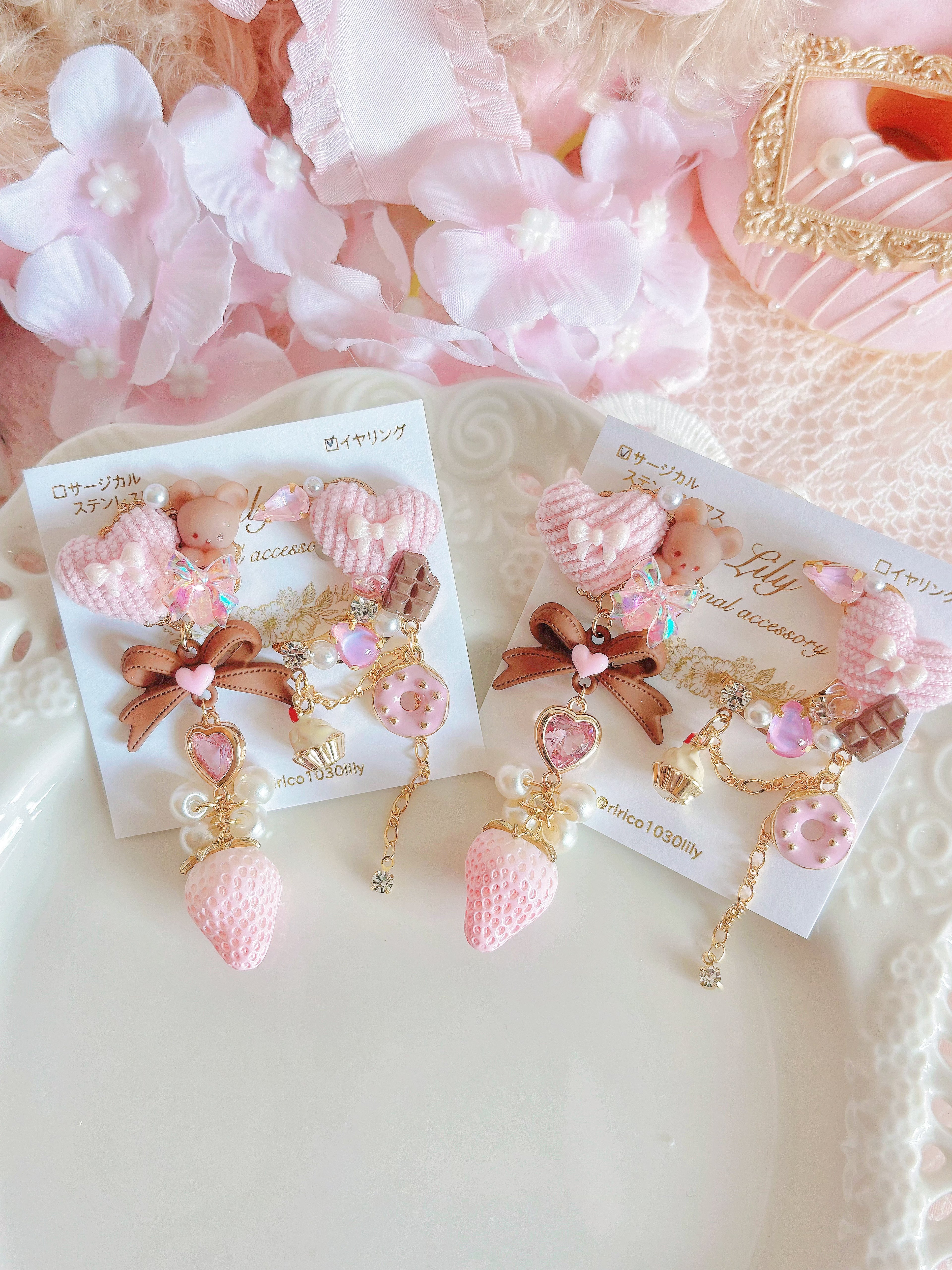 Lily -情人節小熊心心耳環