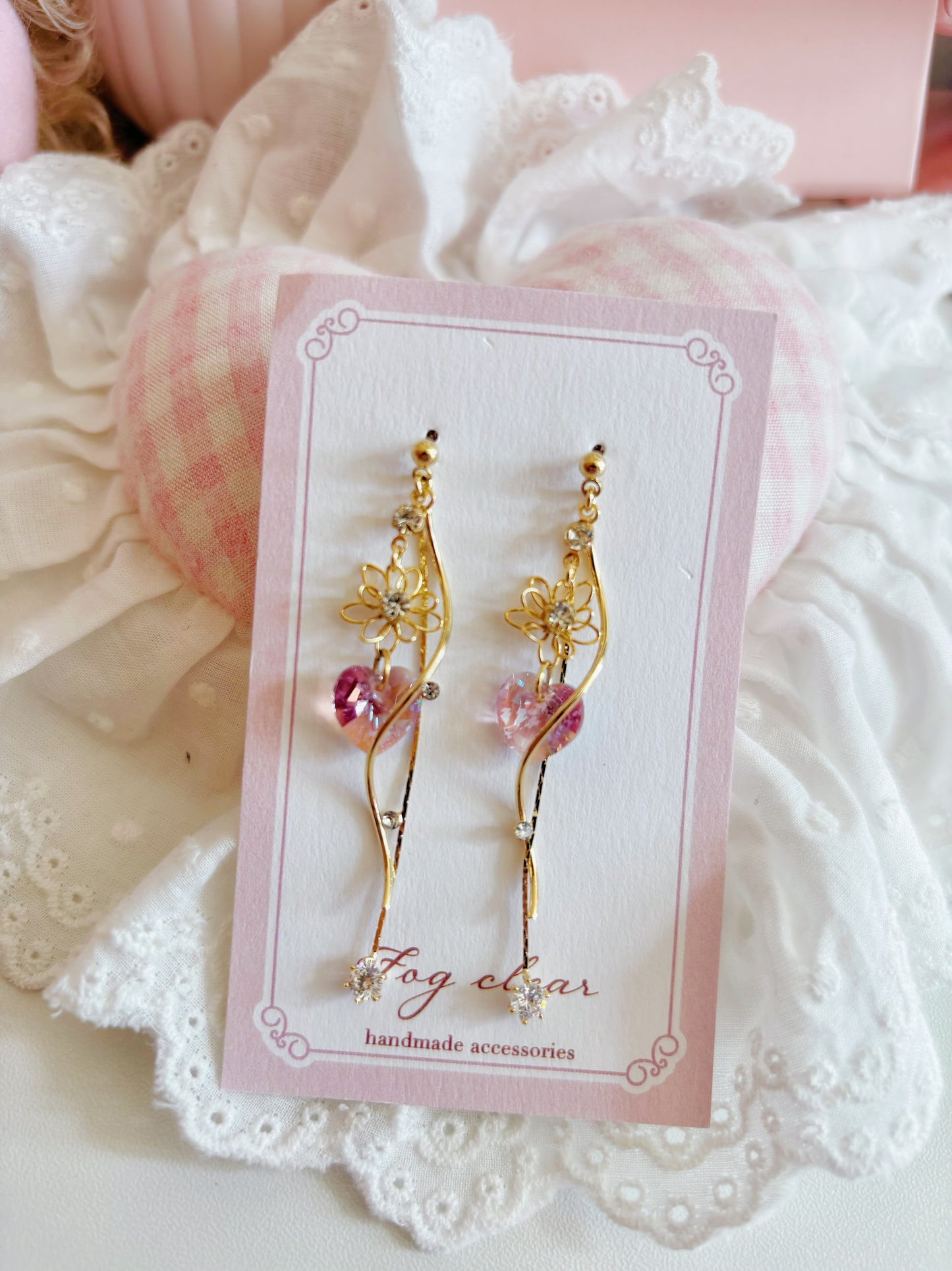 夢幻水晶線條花花耳環