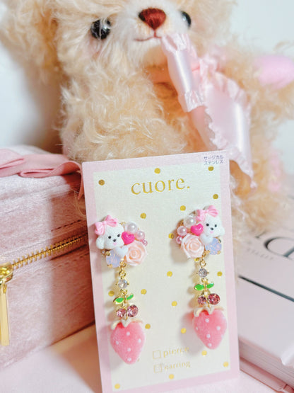 日本手作-可愛毛茸草莓小狗耳夾