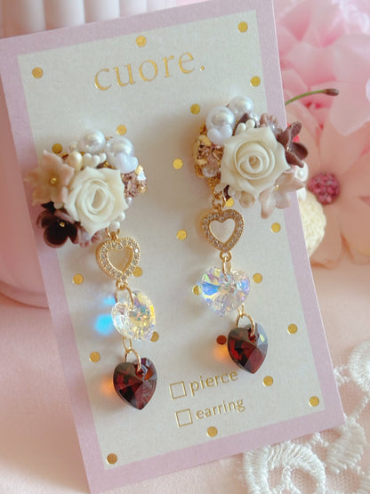 日本手工—Cuore地區限定樹脂玫瑰花耳環