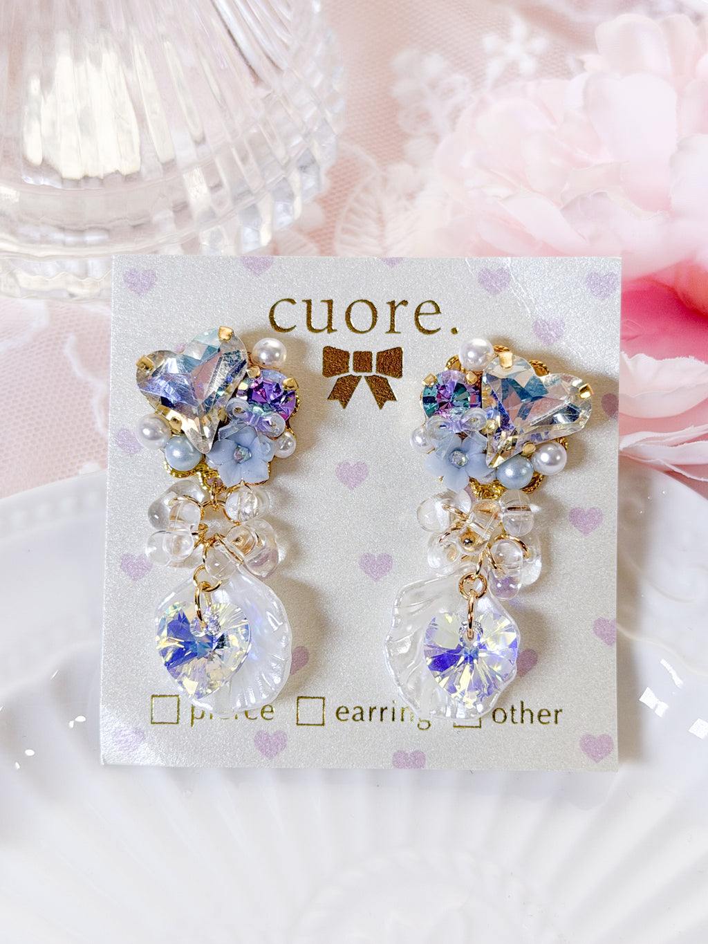 Cuore 獨家款｜ 輕奢水晶花瓣耳環