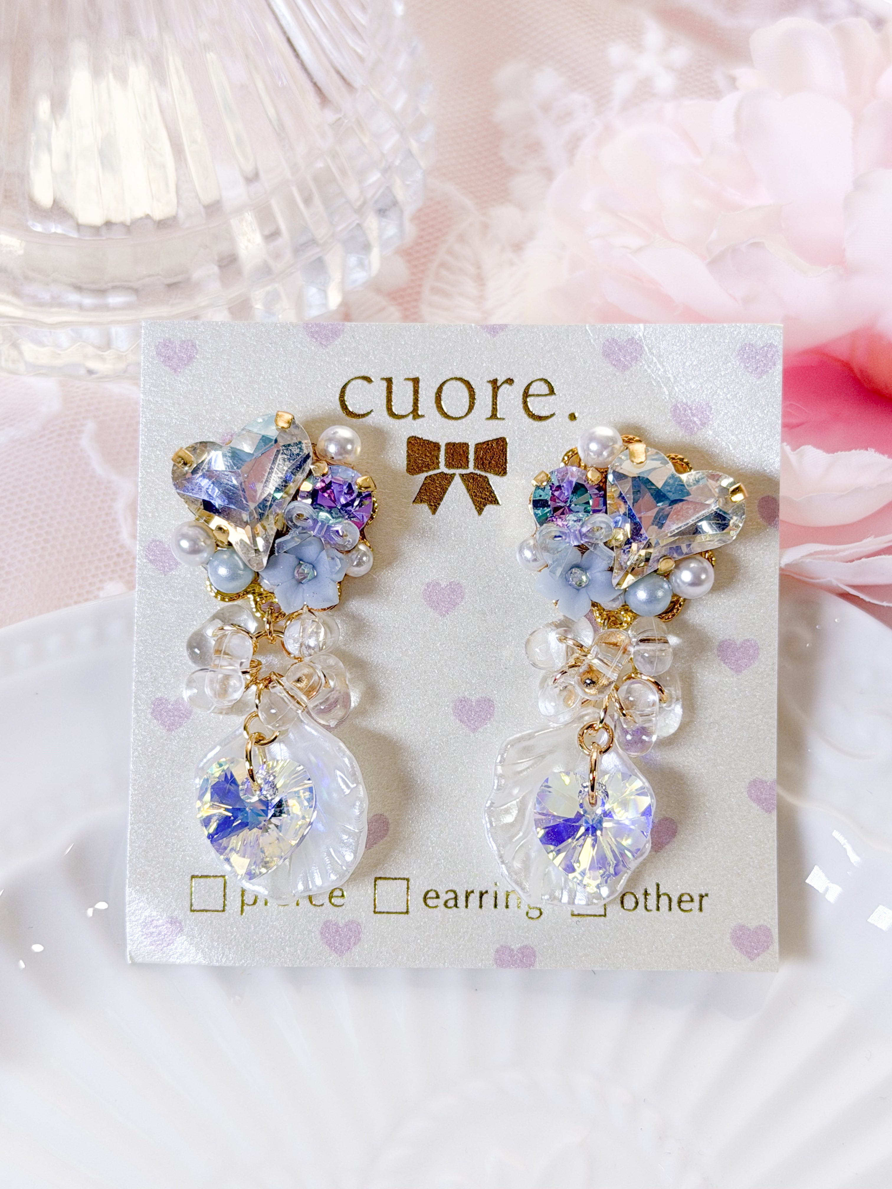 Cuore 獨家款｜ 輕奢水晶花瓣耳環