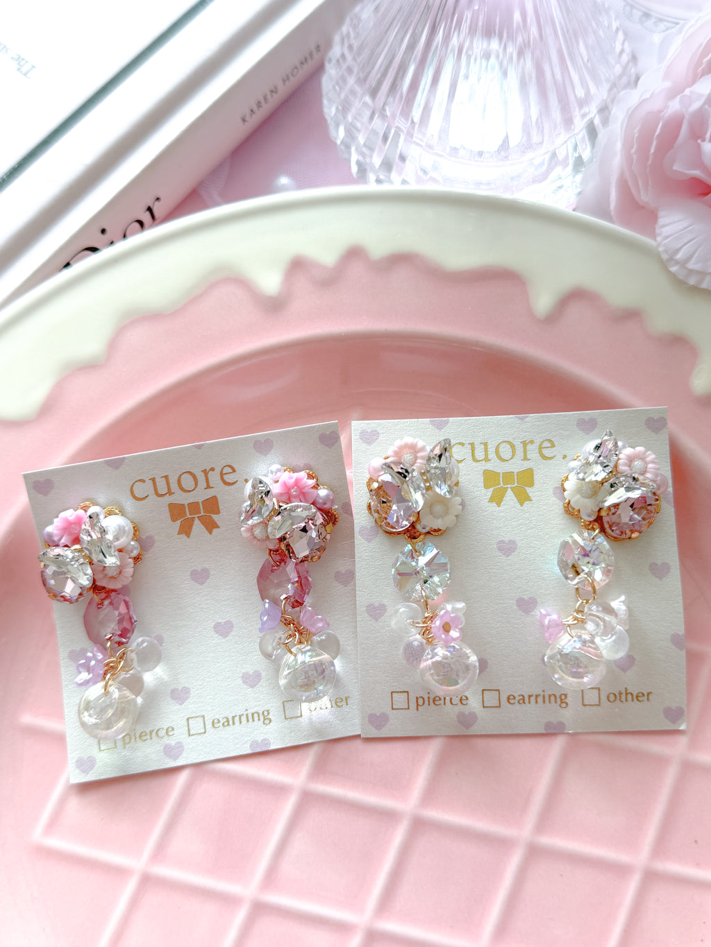 Cuore 獨家| 簡約蝴蝶結水晶耳環