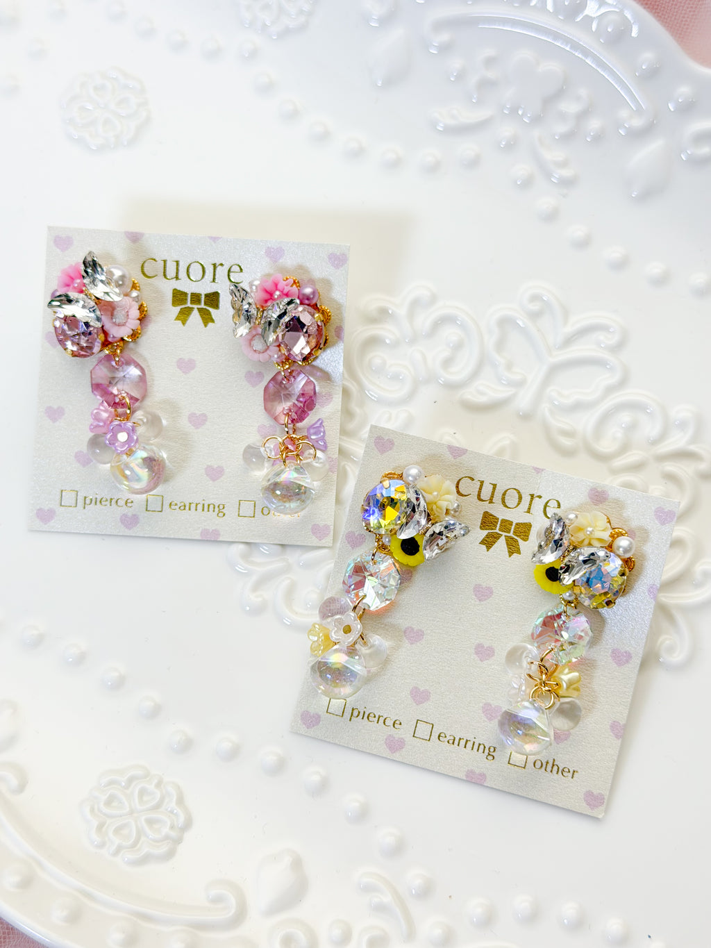 Cuore 獨家｜ 水晶花花立體晶球耳環