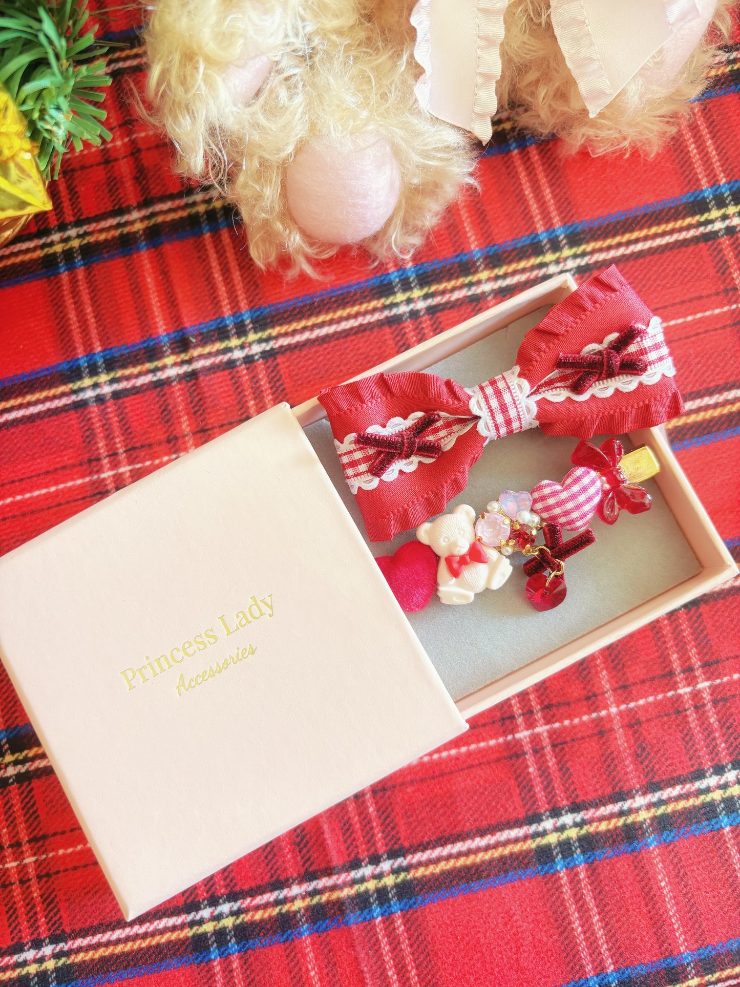 日本手工—聖誕小熊髮夾