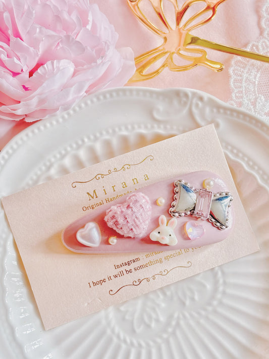 日本手工—可愛小兔心心髮夾