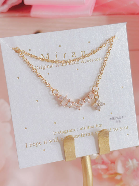 日本手工—閃鑽小花頸鍊