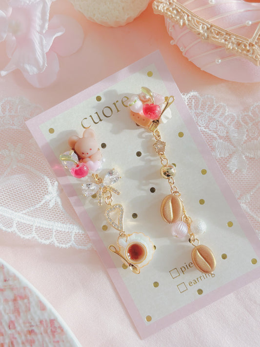 小熊下午茶咖啡耳環