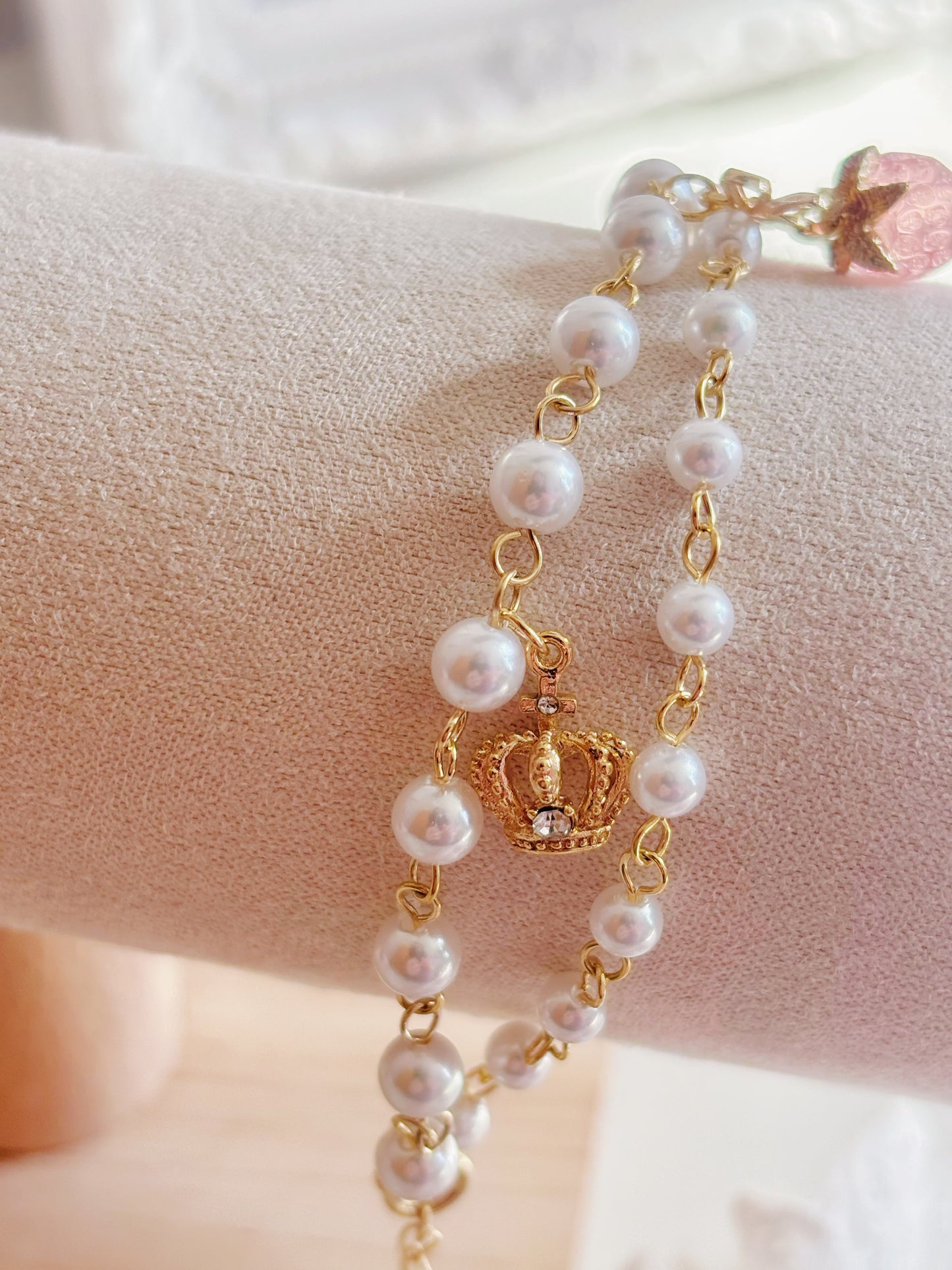 聖誕雪花雙層甜美珍珠手鏈