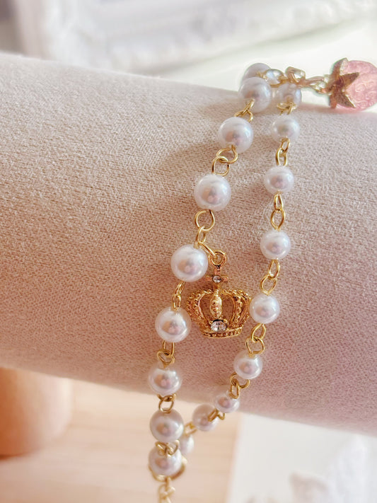 聖誕雪花雙層甜美珍珠手鏈