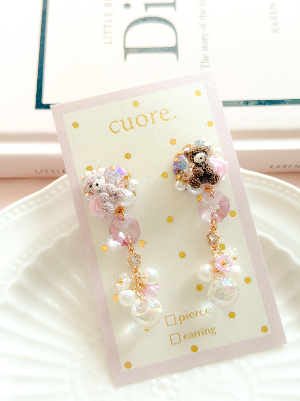 CUORE｜泰迪小熊公主珠珠耳環