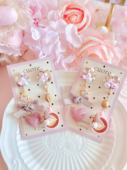 日本手工—可愛咖啡豆小熊耳環