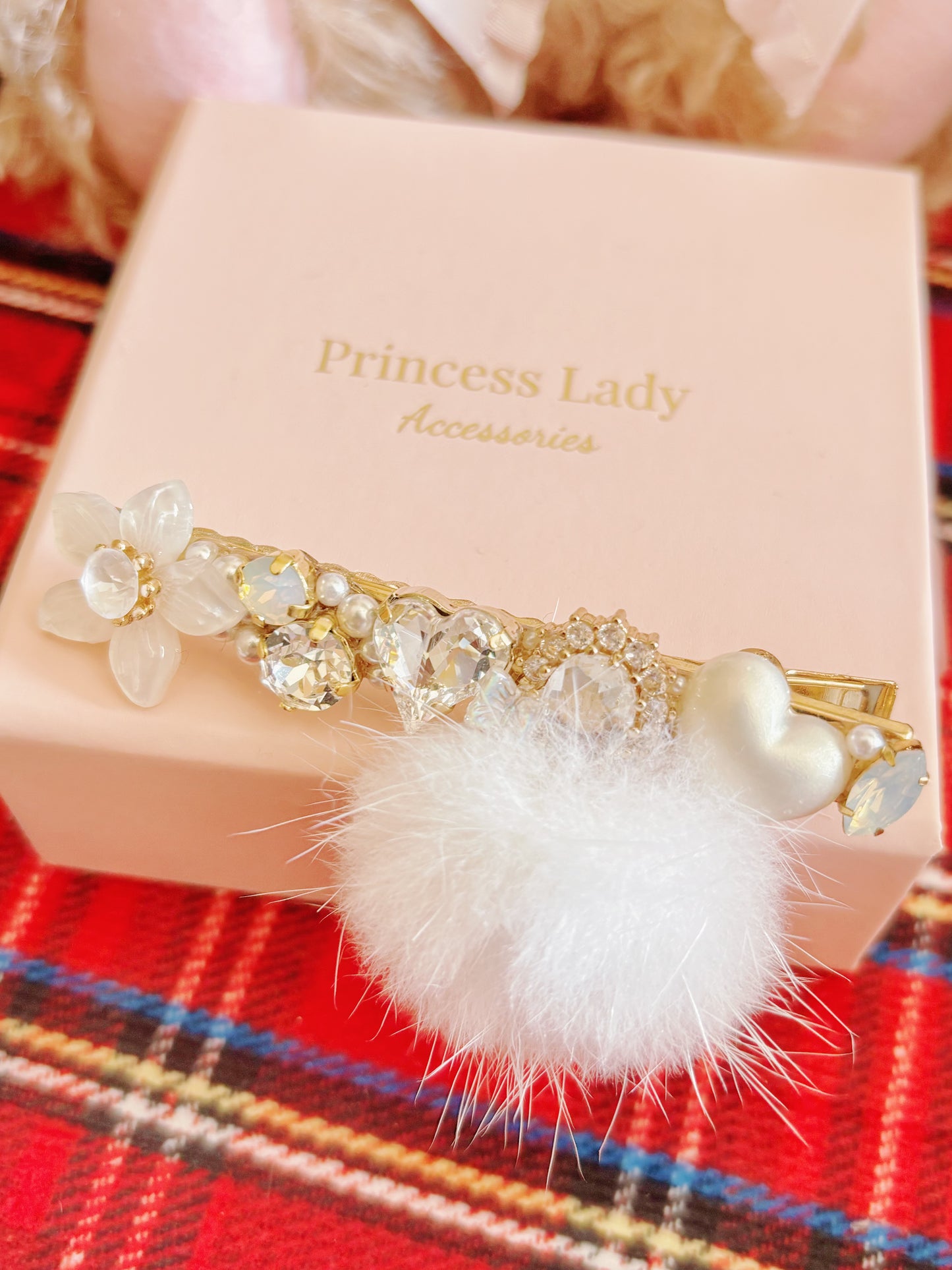 日本手工—公主閃鑽毛毛髮夾