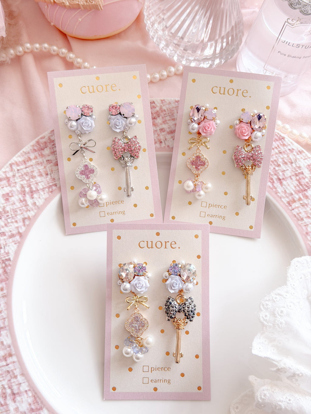 CUORE｜星光公主．玫瑰幸運鑰匙耳環