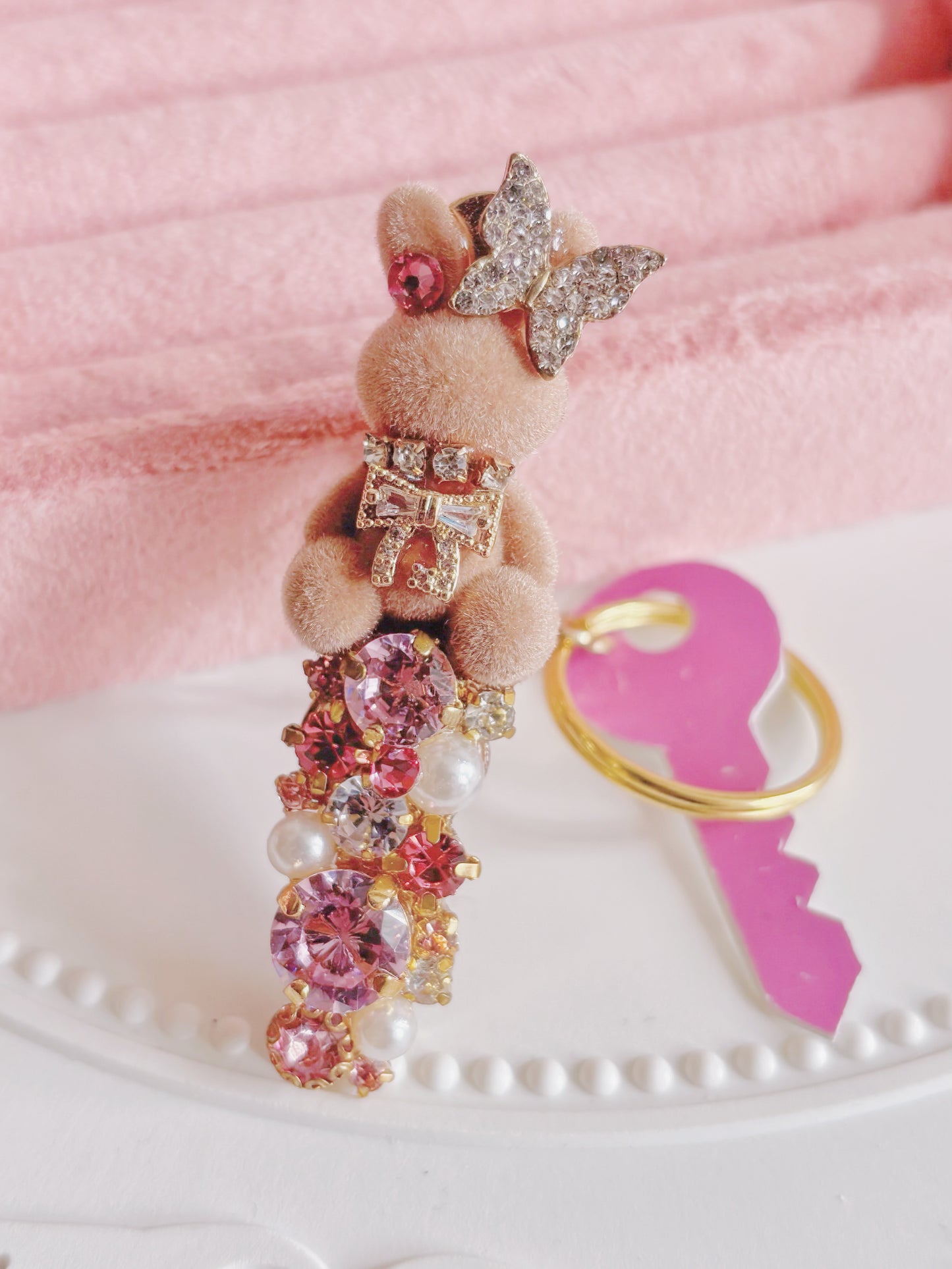 日本手工—小兔閃石鎖匙扣