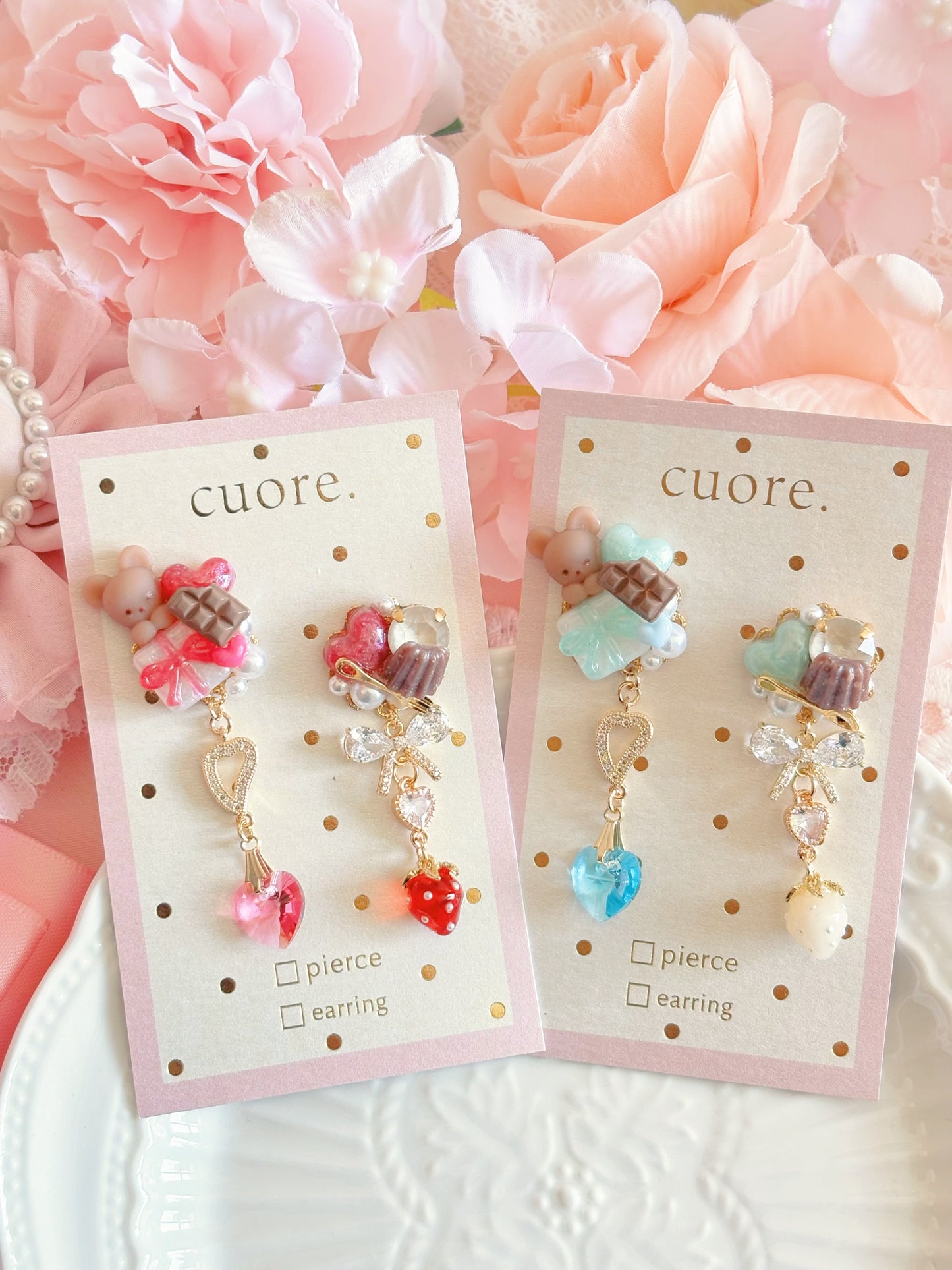 日本手工-CUORE 小熊甜心朱古力造型耳環