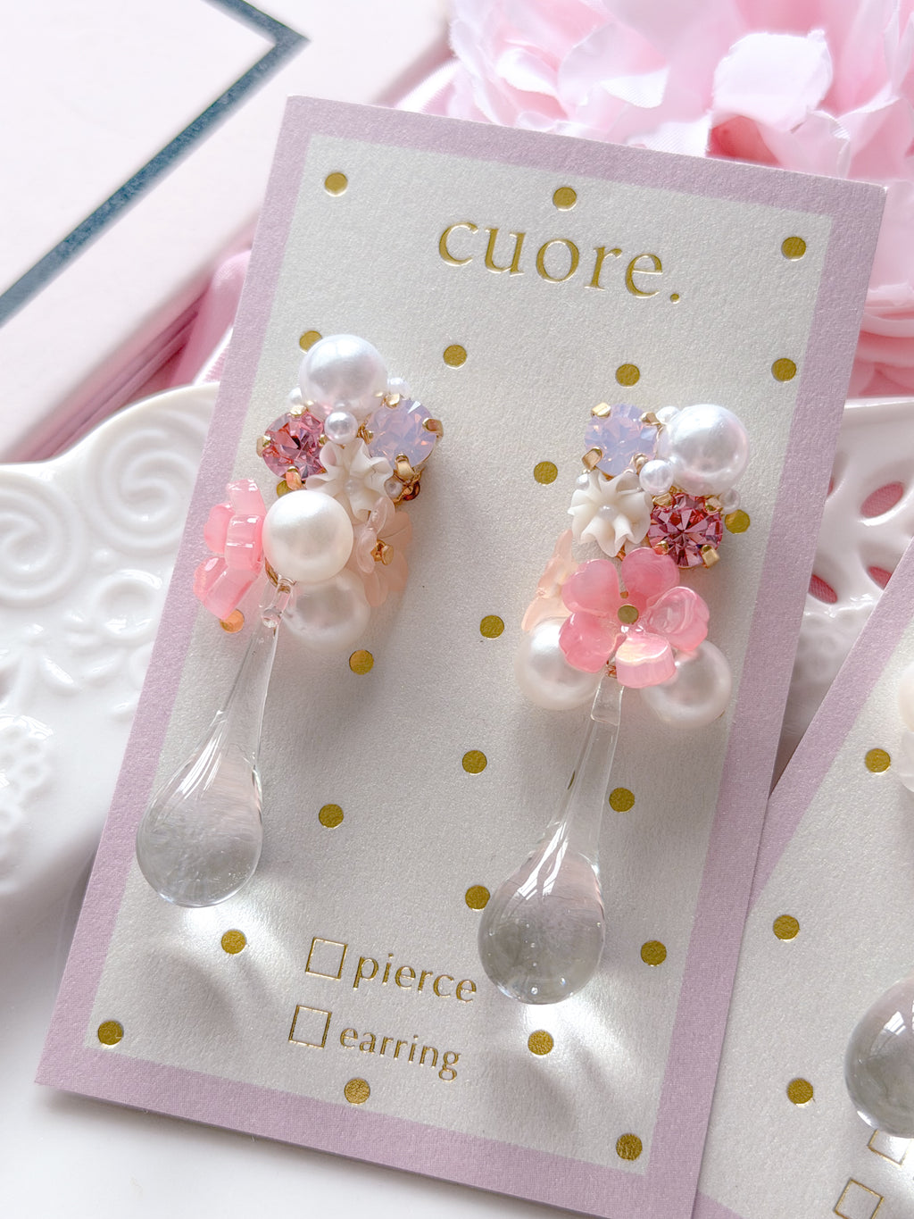 Cuore 獨家｜琉璃水滴珍珠耳環