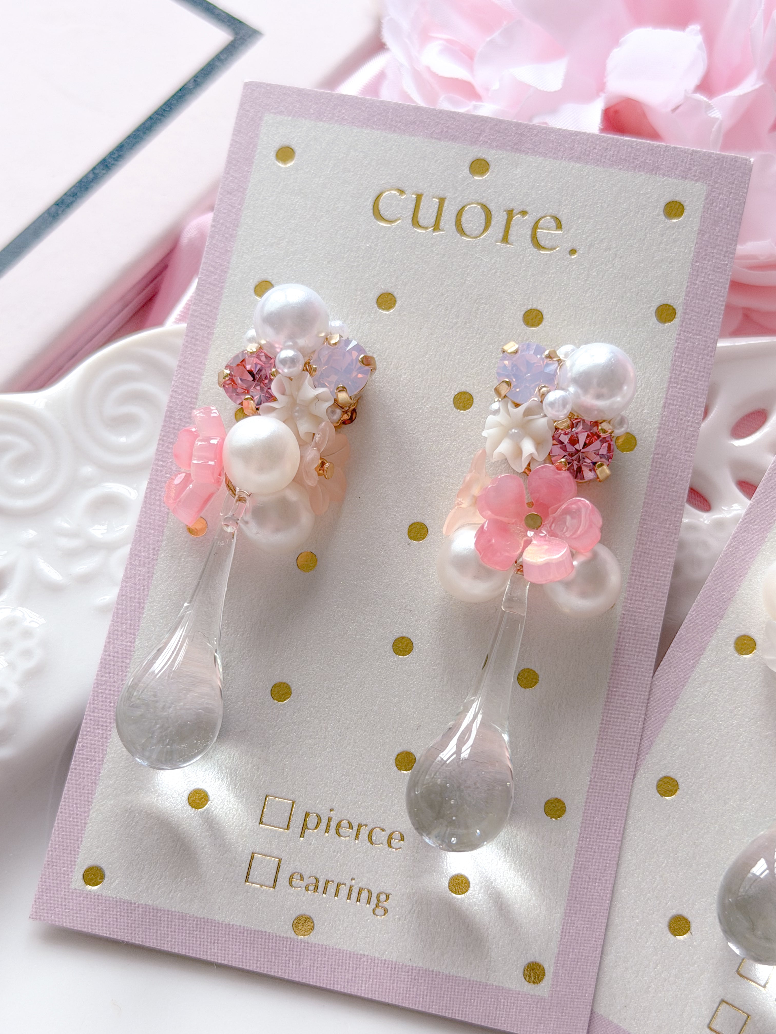 Cuore 獨家｜琉璃水滴珍珠耳環