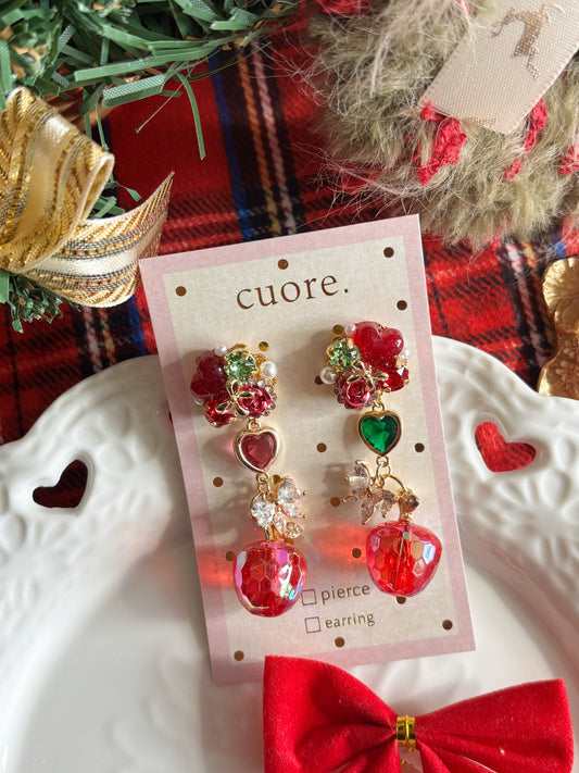 日本手工-聖誕心心立體耳環