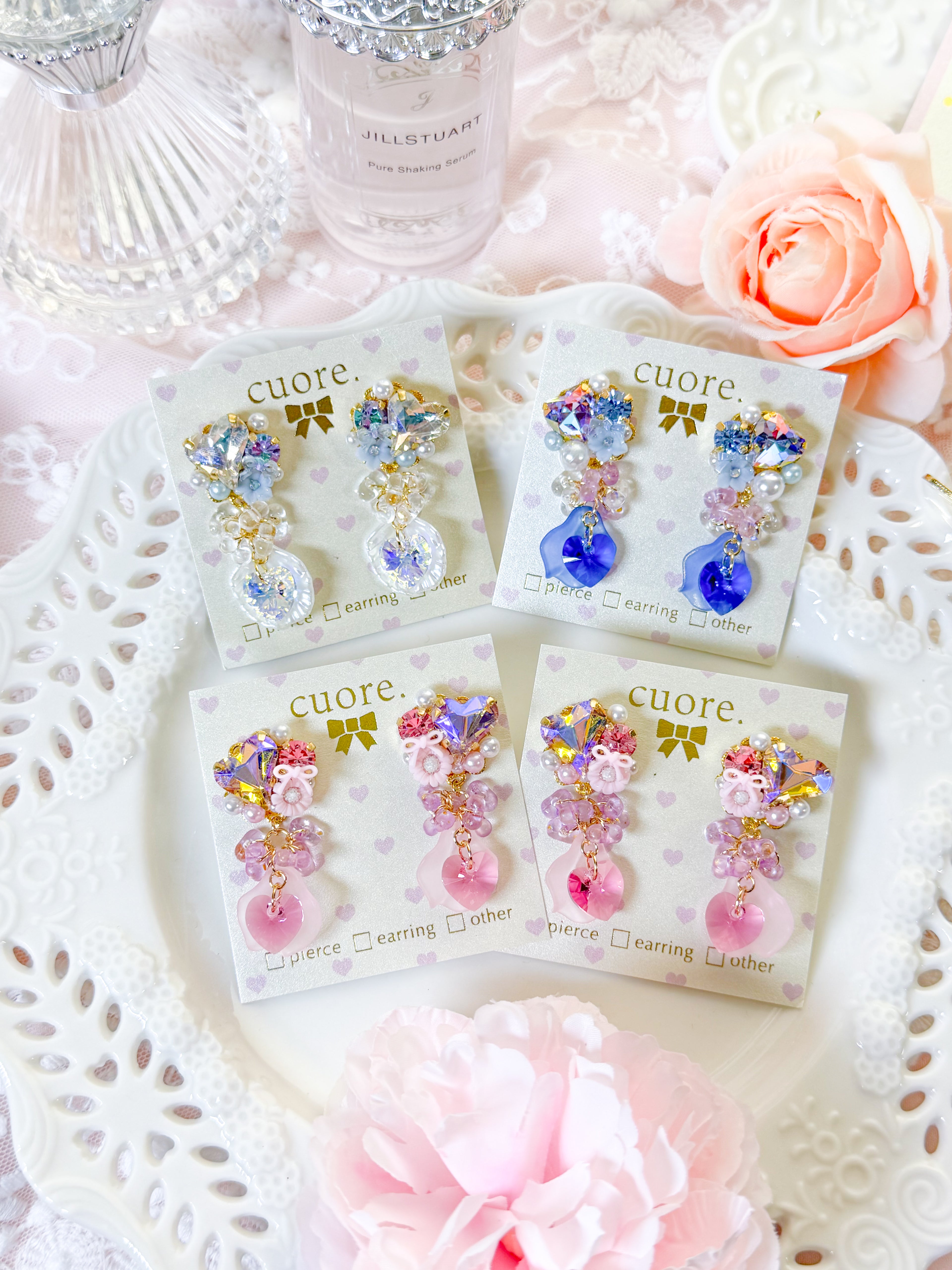 Cuore 獨家款｜ 輕奢水晶花瓣耳環