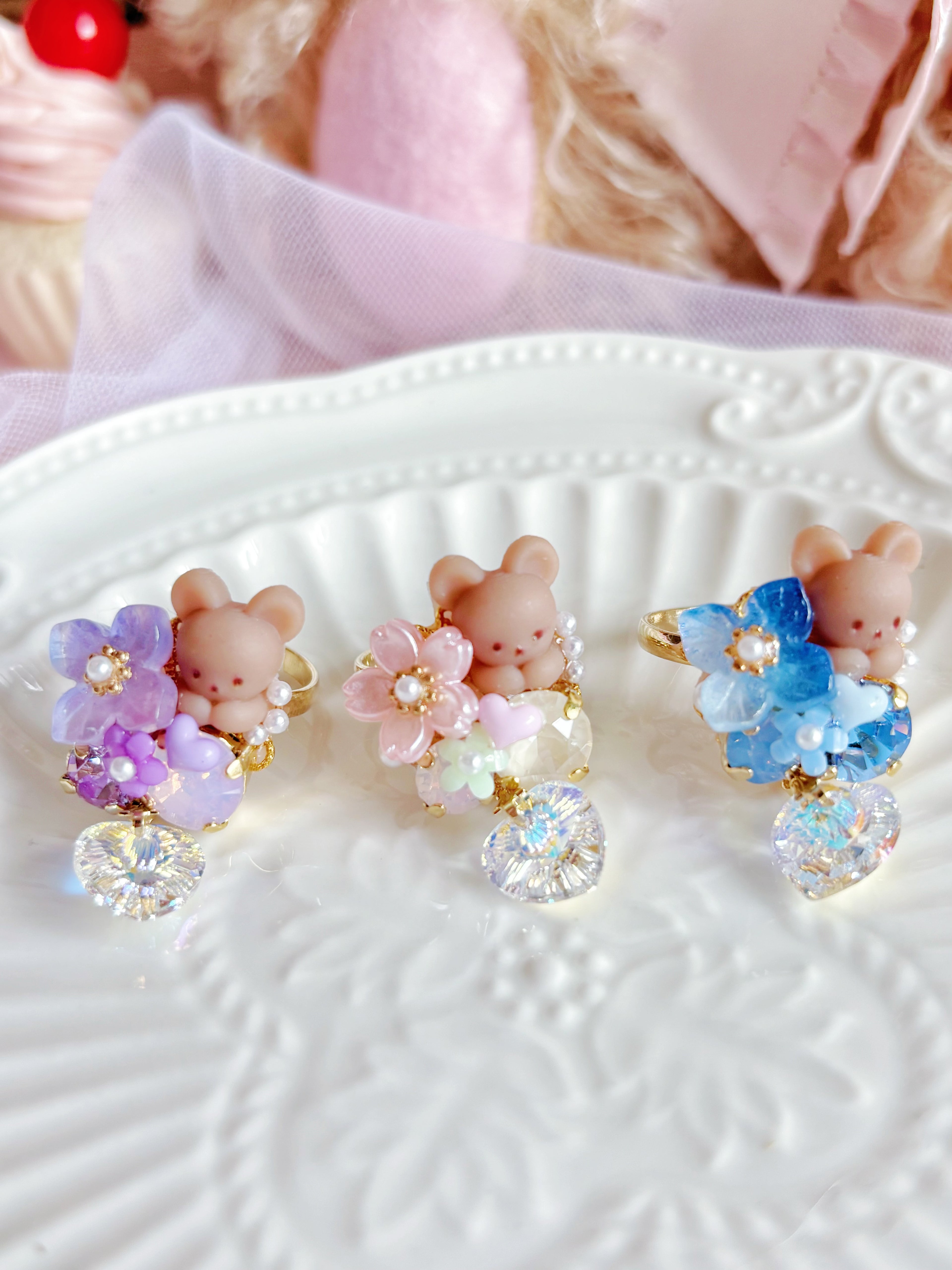 日本手工｜Cuore 小熊花花戒指