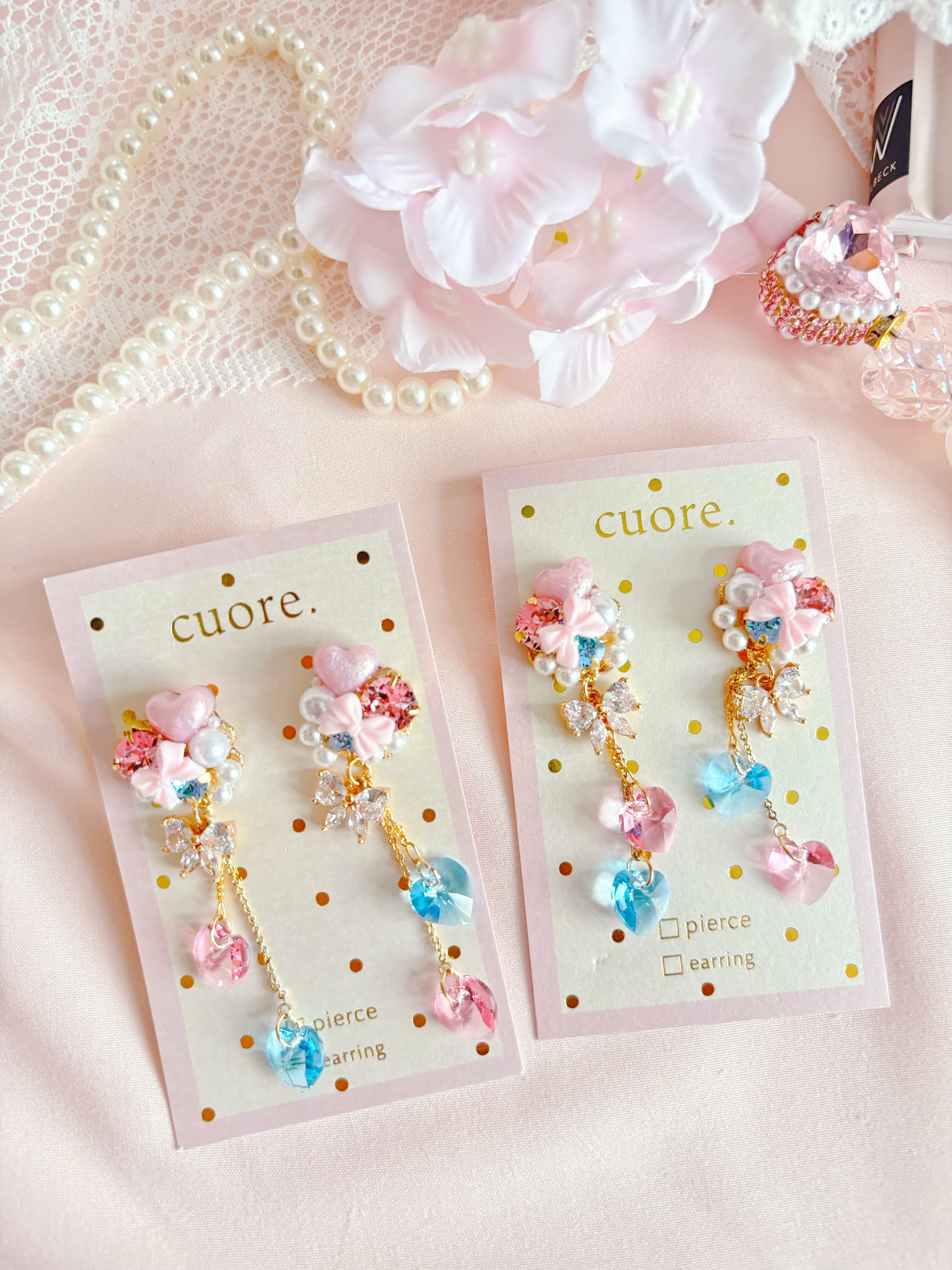 夢幻粉藍耳夾/耳針