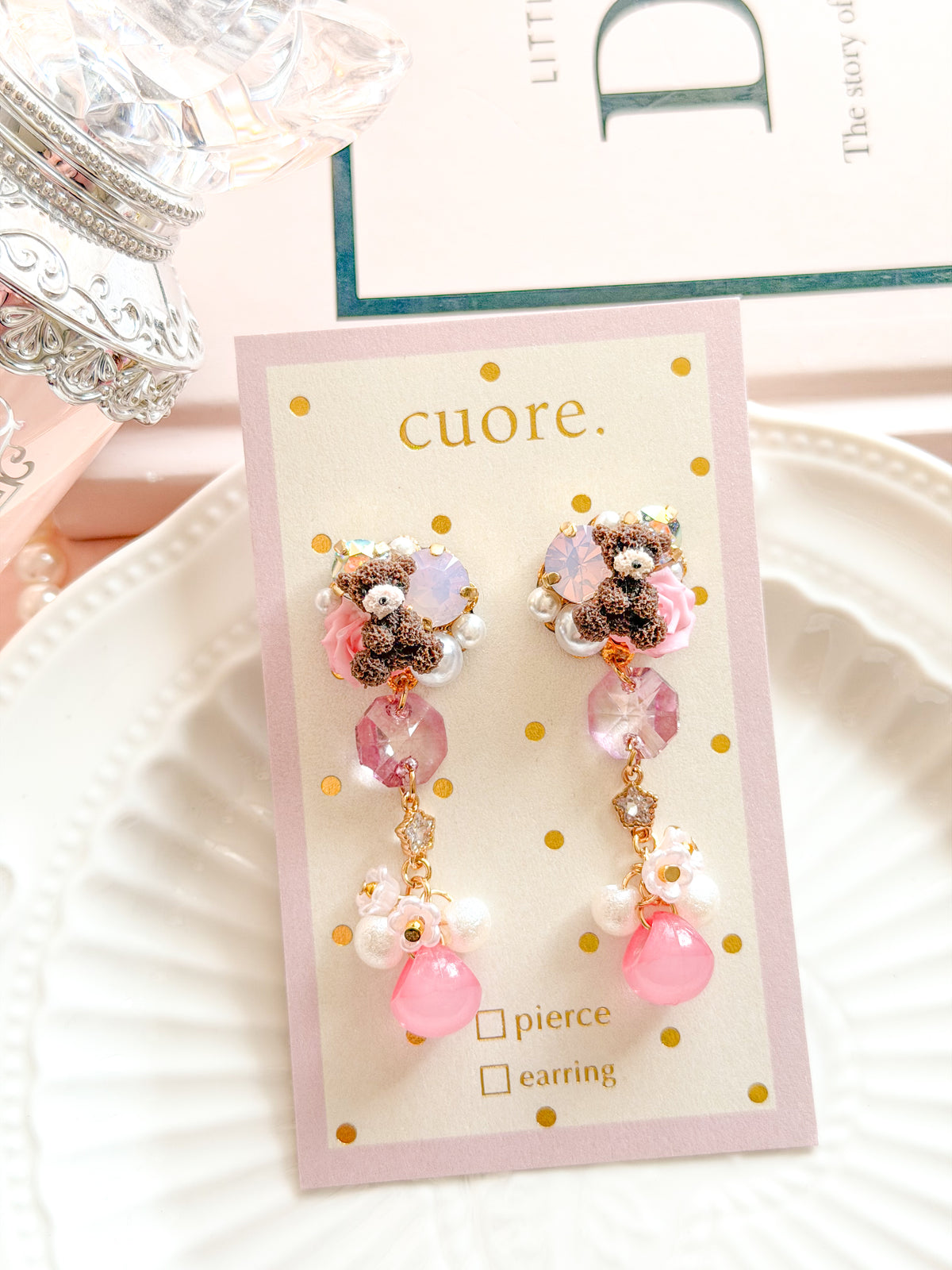 CUORE｜泰迪小熊公主珠珠耳環