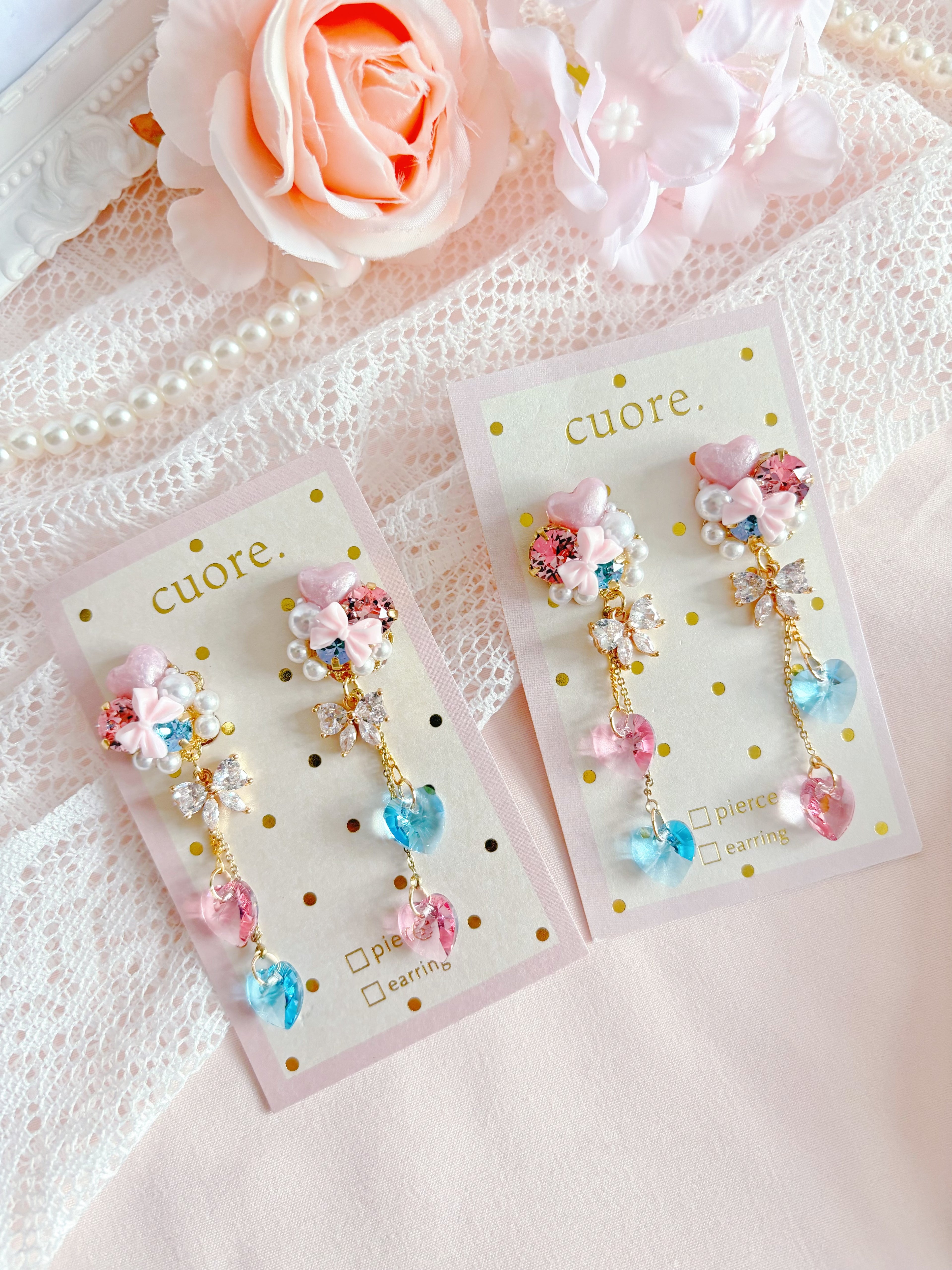 夢幻粉藍耳夾/耳針