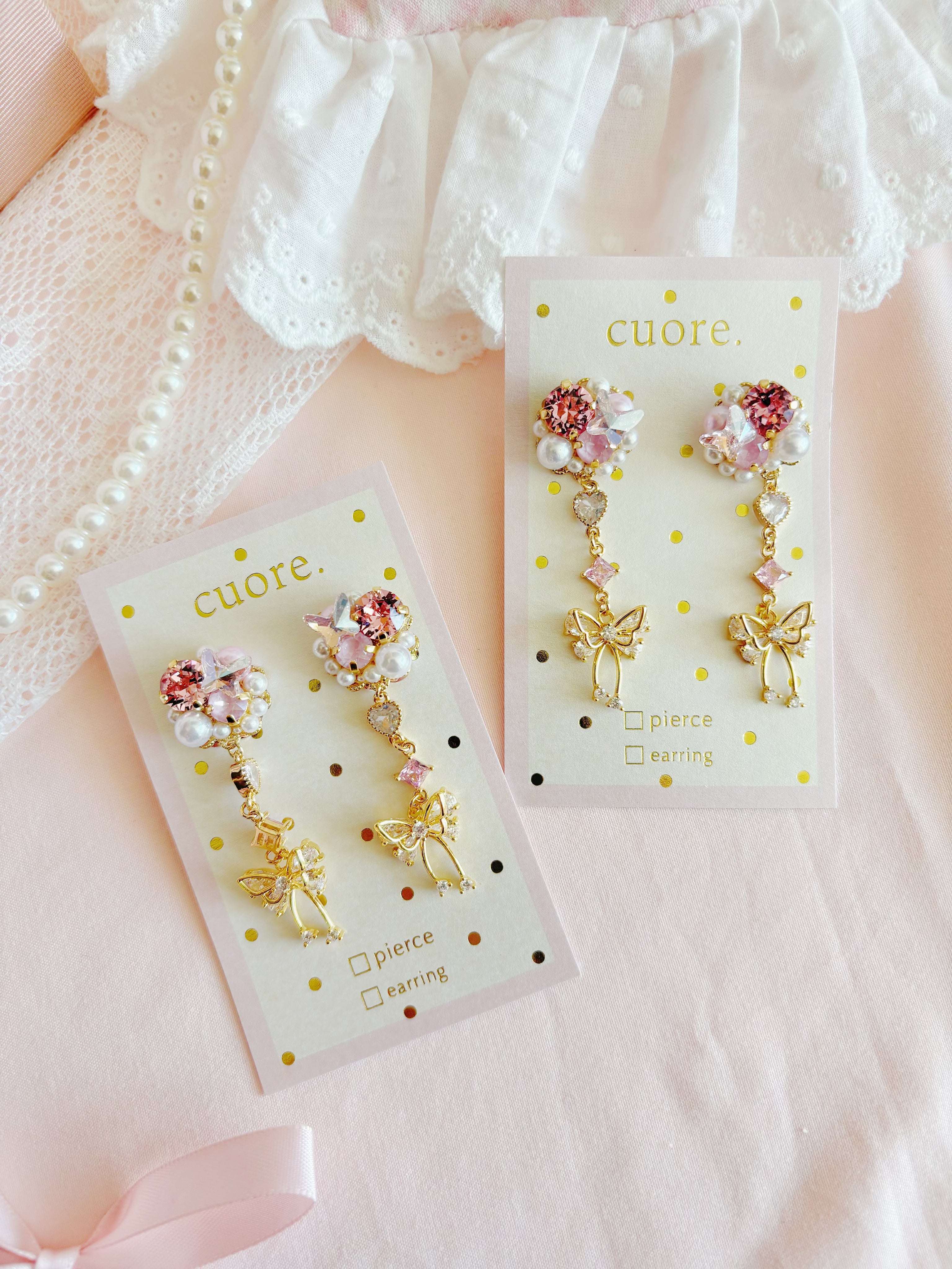 雙蝴蝶耳針/耳夾