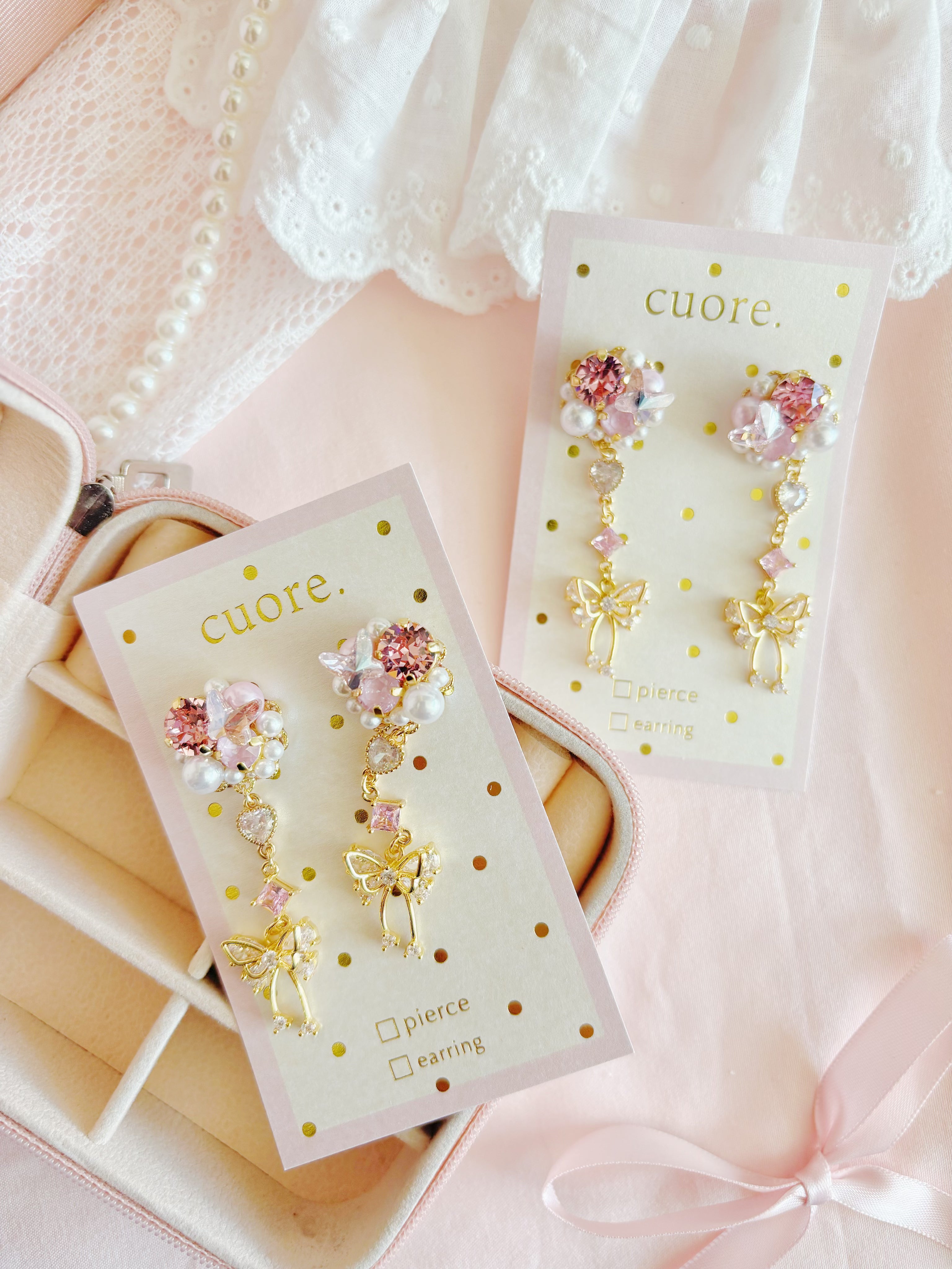 雙蝴蝶耳針/耳夾