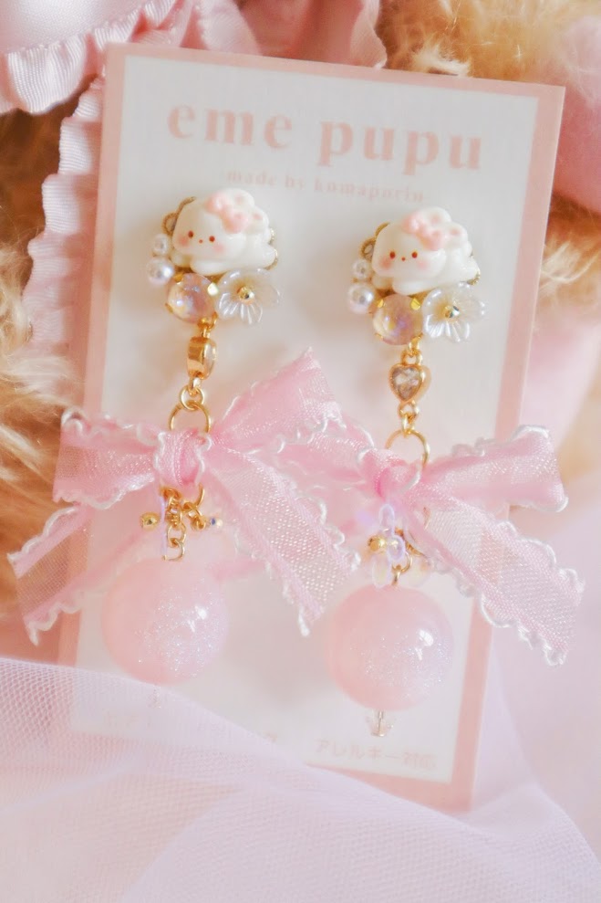 日本手工 | EME PUPU 蝴蝶結小兔耳環