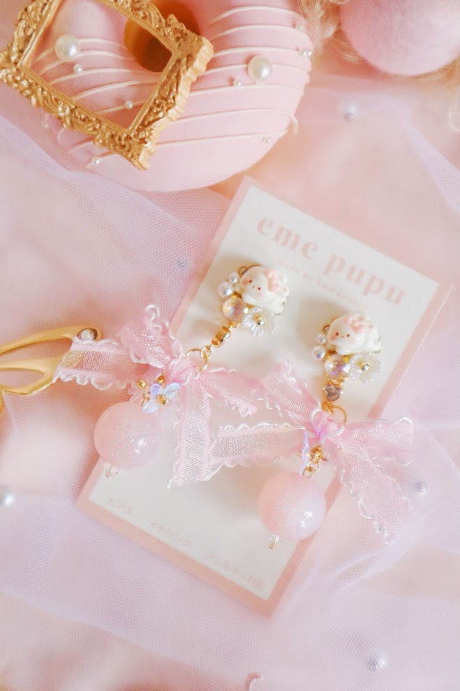 日本手工 | EME PUPU 蝴蝶結小兔耳環