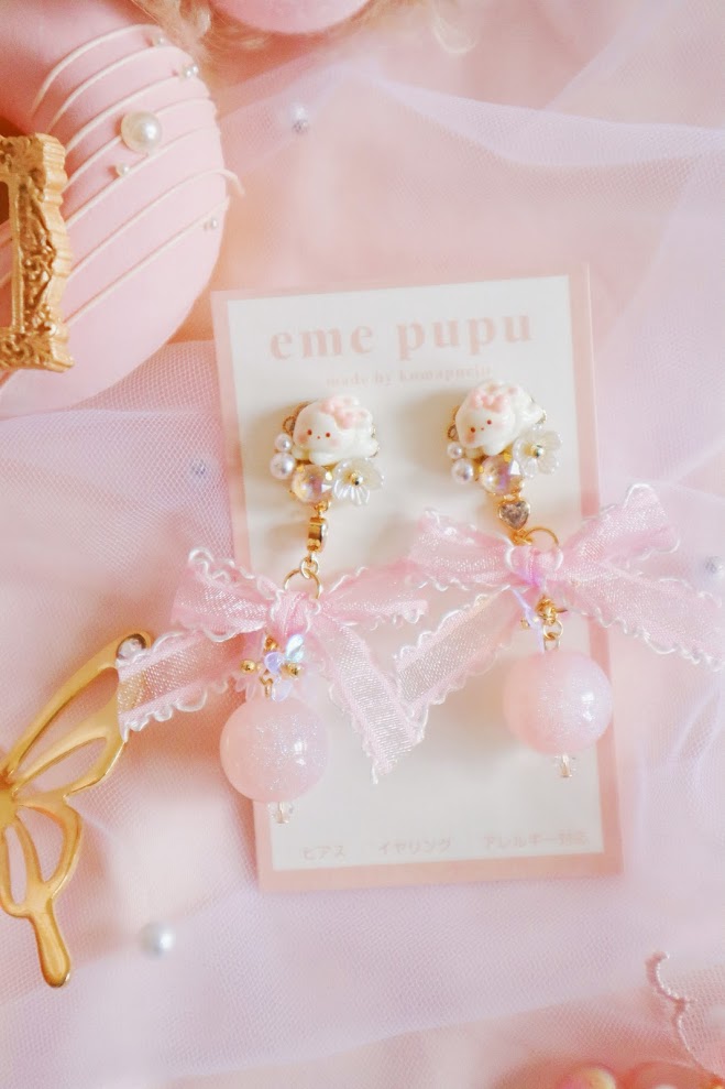日本手工 | EME PUPU 蝴蝶結小兔耳環