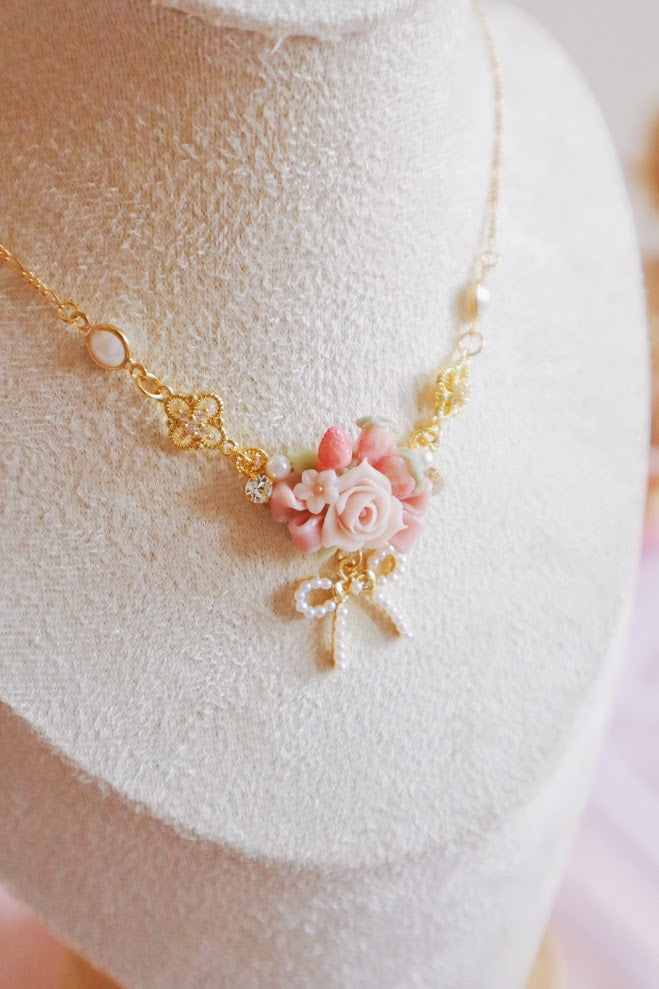 日本手工 | LILY小草莓玫瑰花項鍊