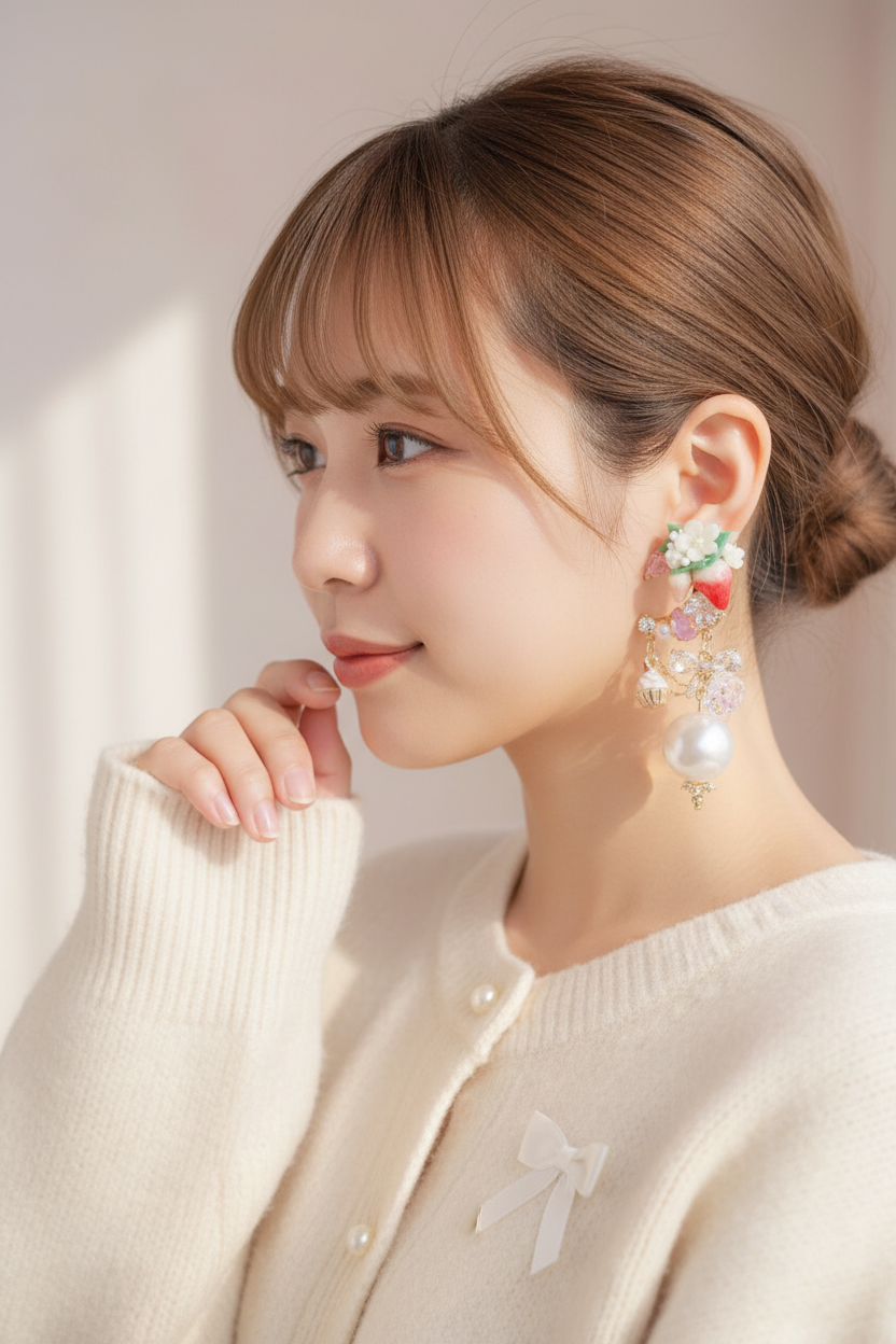 Princess Lady 耳環配戴圖 - GRL 開襟衫