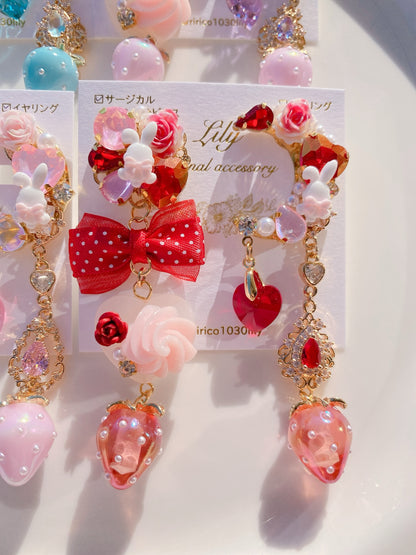 日本手作Lily-奢華千金小兔耳環