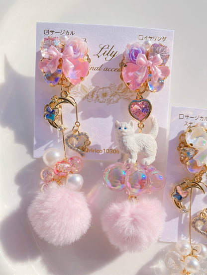 日本手工-LILY可愛貓貓耳環